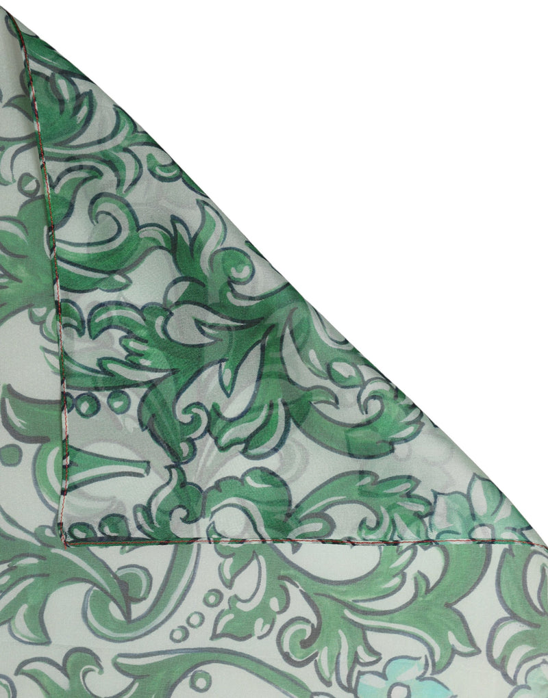 Dolce & Gabbana Green Silk Floral Print Square Foulard Scarf
