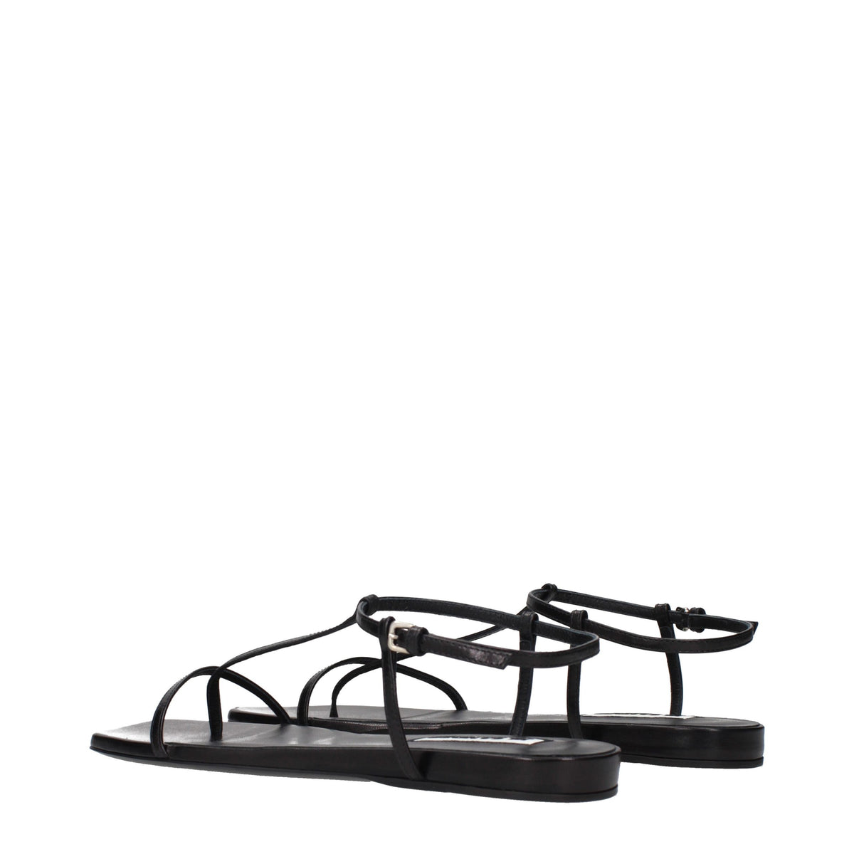Jil Sander Black Leather Flip-Flop Sandals