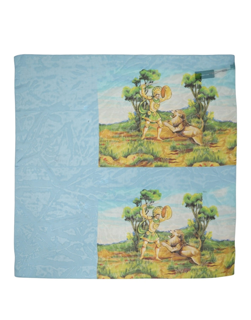 Dolce & Gabbana Light Blue Silk Landscape Foulard Scarf