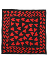 Dolce & Gabbana Black Red Silk Hearts Square Foulard Scarf