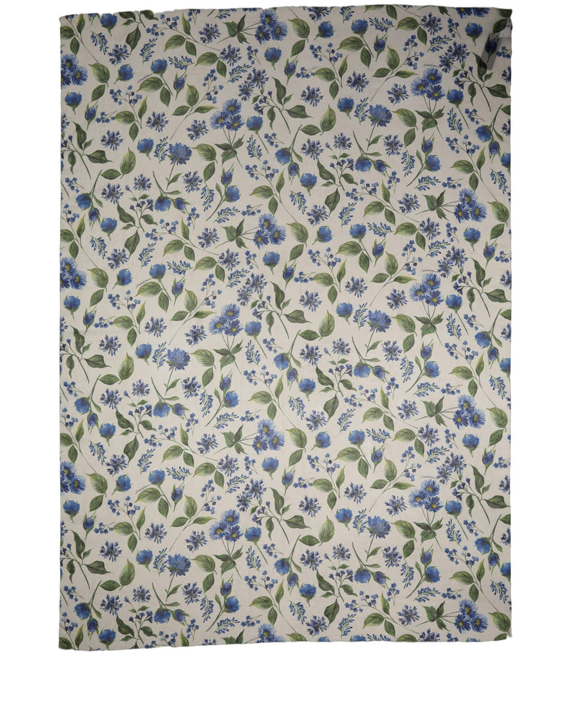 Dolce & Gabbana White Blue Floral Polyester Stole Scarf