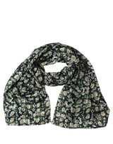 Dolce & Gabbana Black Silk Daisy Chiffon Long Stole Scarf
