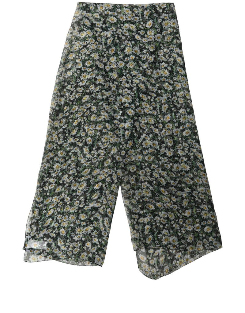 Dolce & Gabbana Black Silk Daisy Chiffon Long Stole Scarf