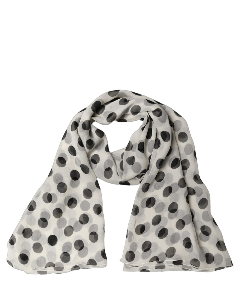 Dolce & Gabbana White Black Polka Dot Shawl Stole Scarf
