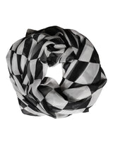 Dolce & Gabbana White Black Checkered Silk Foulard Scarf