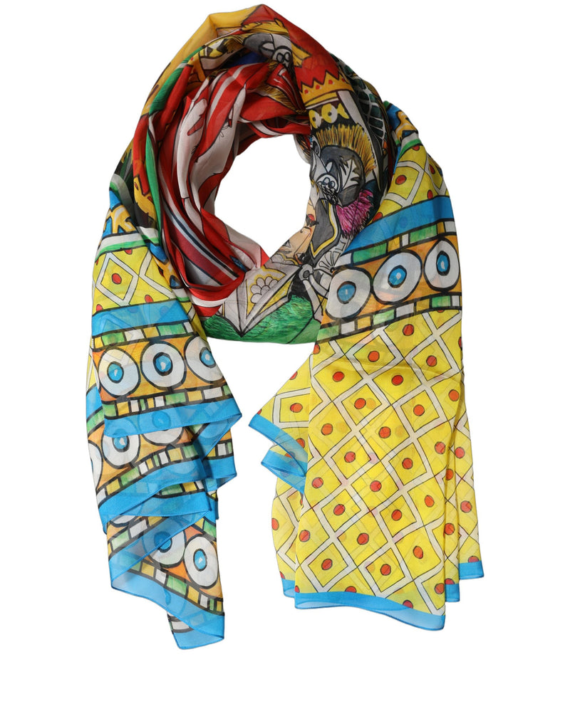 Dolce & Gabbana Multicolor Silk Printed Shawl Stole Scarf