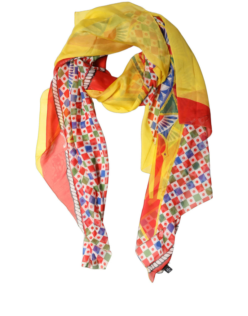 Dolce & Gabbana Multicolor Silk Carretto Shawl Stole Scarf