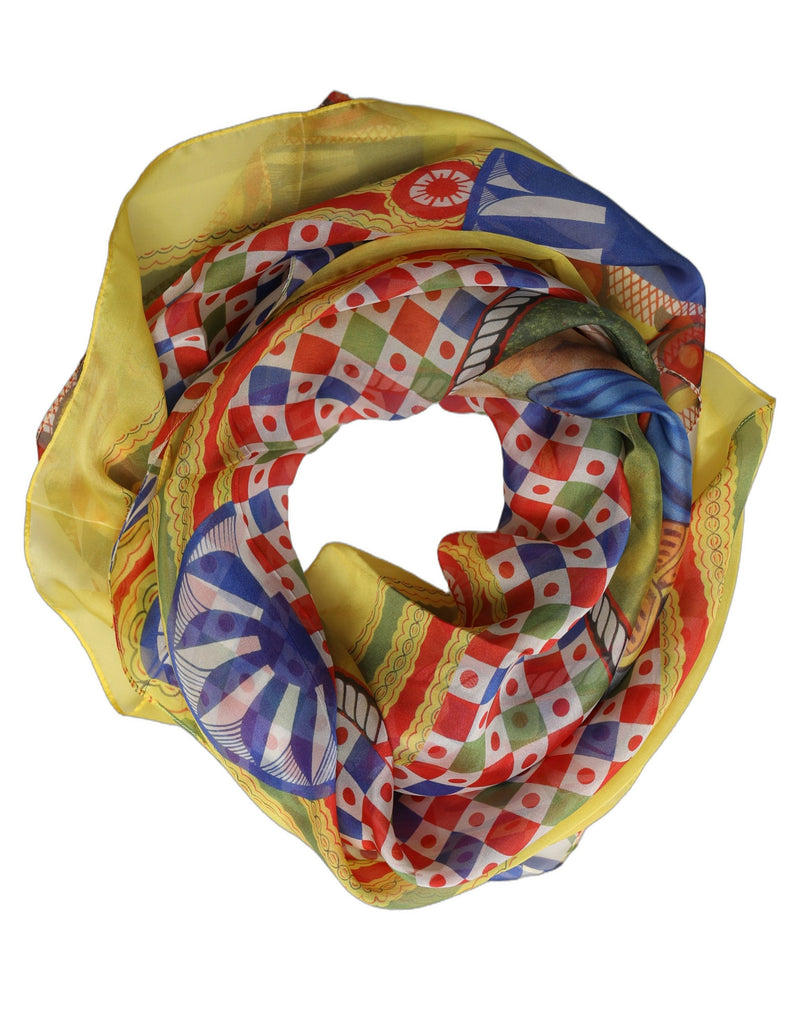 Dolce & Gabbana Multicolor Silk Carretto Foulard Scarf