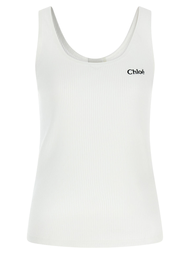 Chloé White Cotton Tank Tops