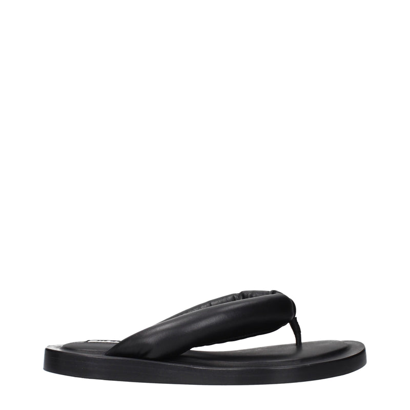 Jil Sander Black Leather Flip-Flop Sandals