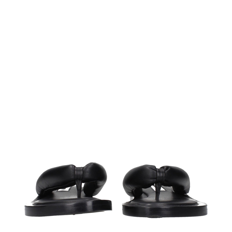 Jil Sander Black Leather Flip-Flop Sandals