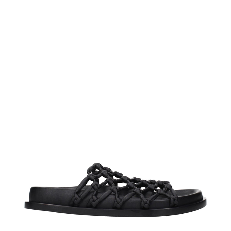 Jil Sander Black Leather Slippers