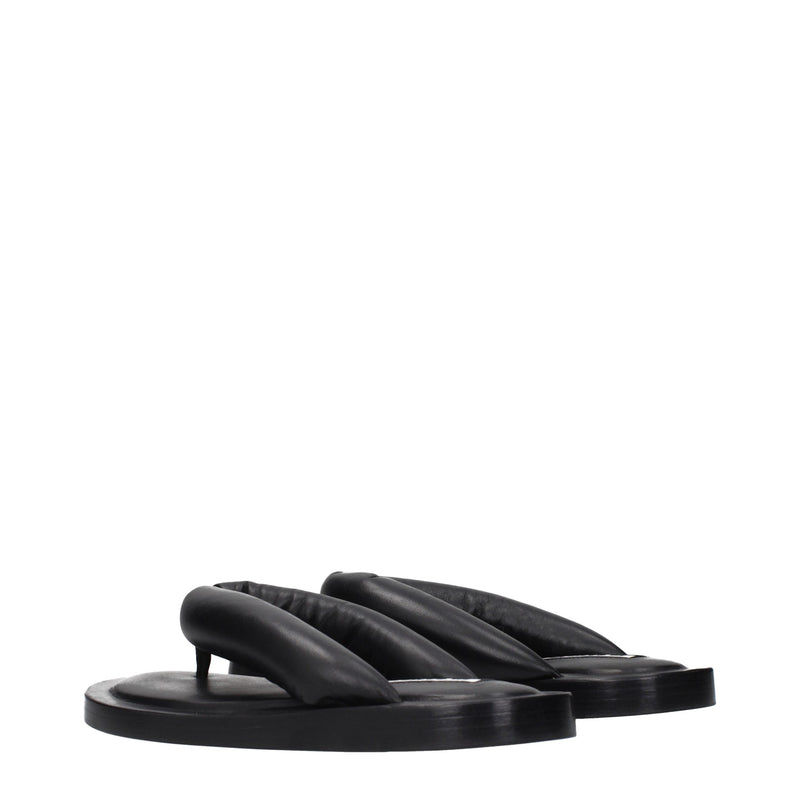 Jil Sander Black Leather Flip-Flop Sandals