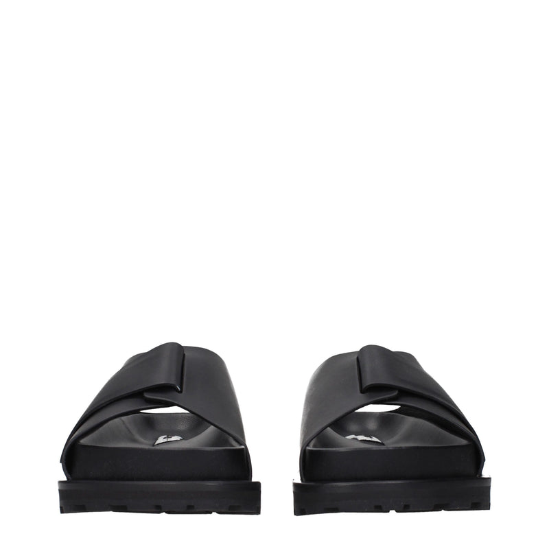 Jil Sander Black Leather Slippers