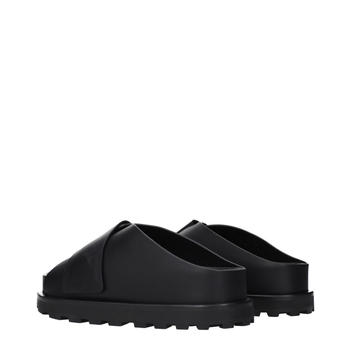 Jil Sander Black Leather Slippers