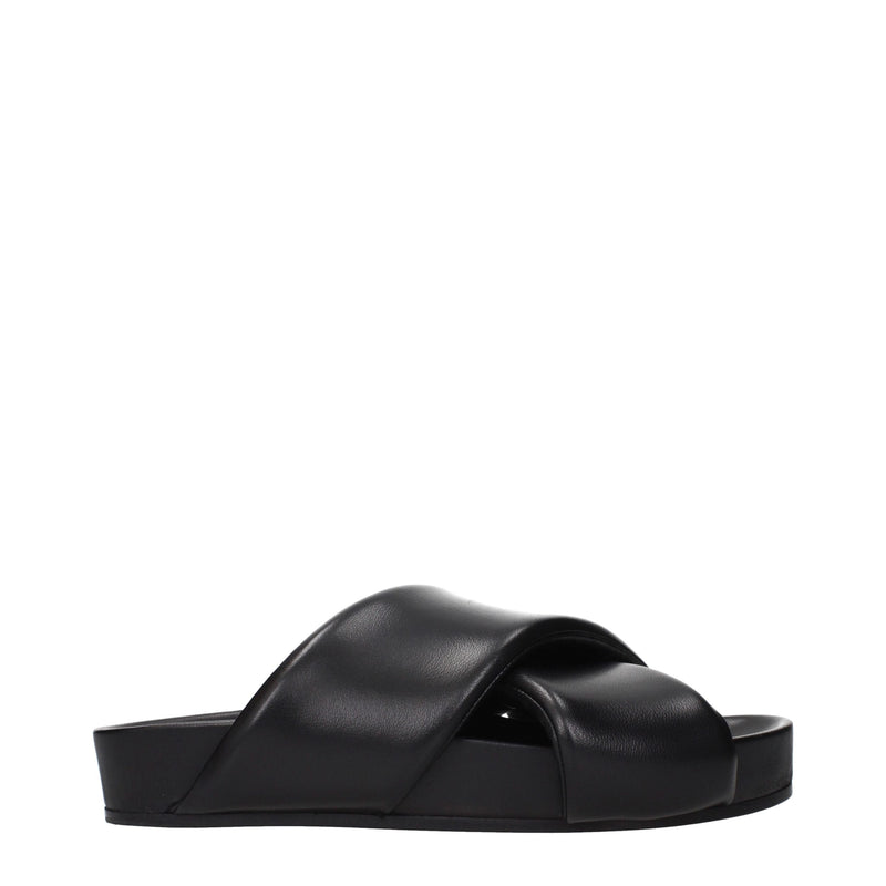 Jil Sander Black Leather Slippers