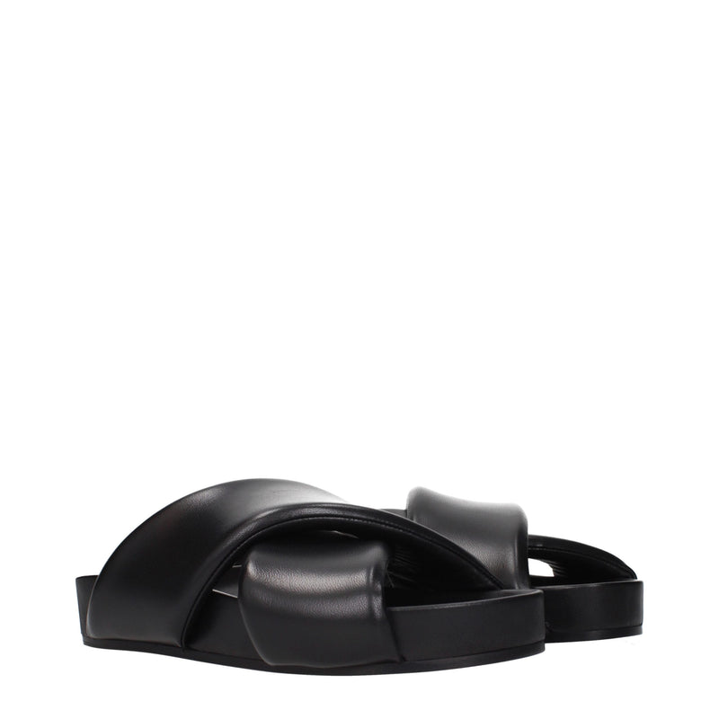 Jil Sander Black Leather Slippers
