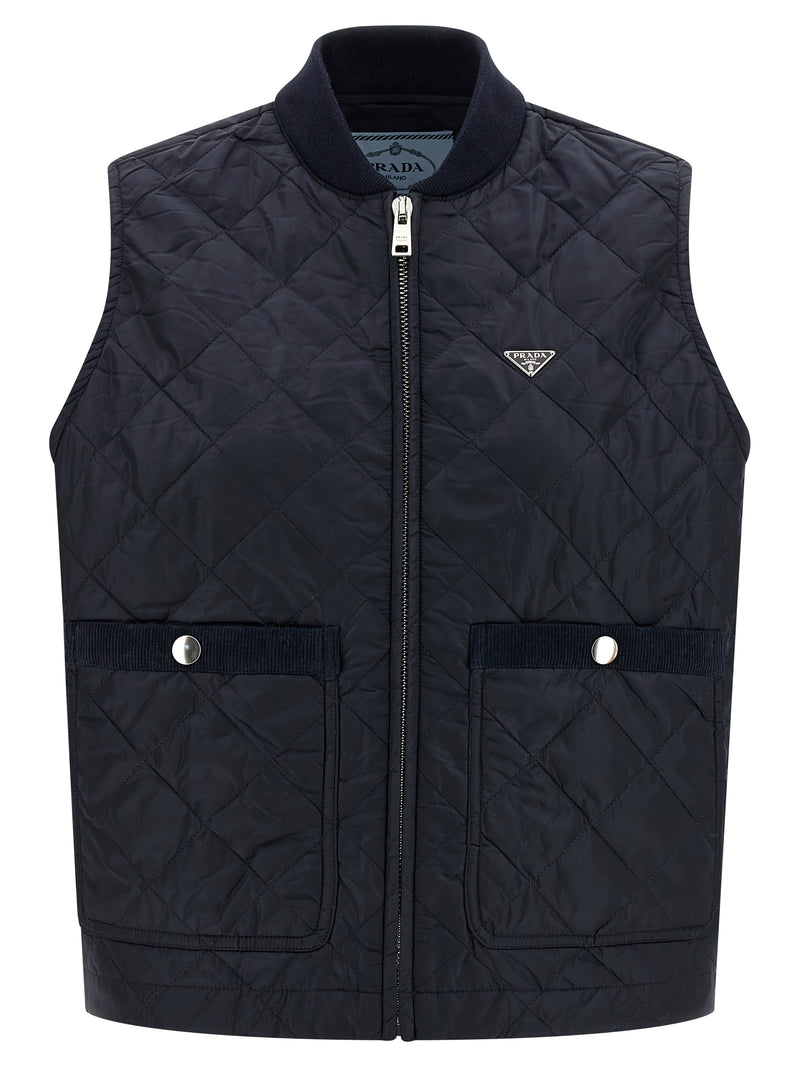 Prada Blue Recycled Polyamide Sleeveless Jacket
