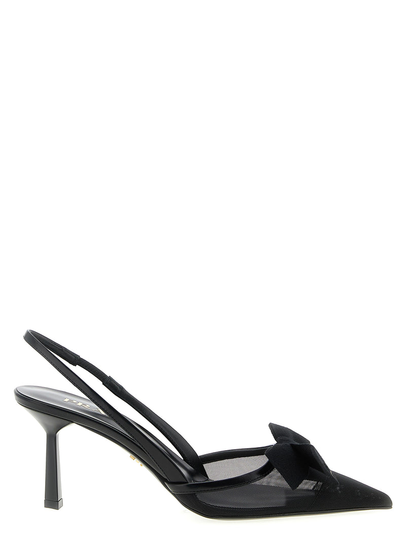 Prada Black Polyamide Mid Heel Pumps