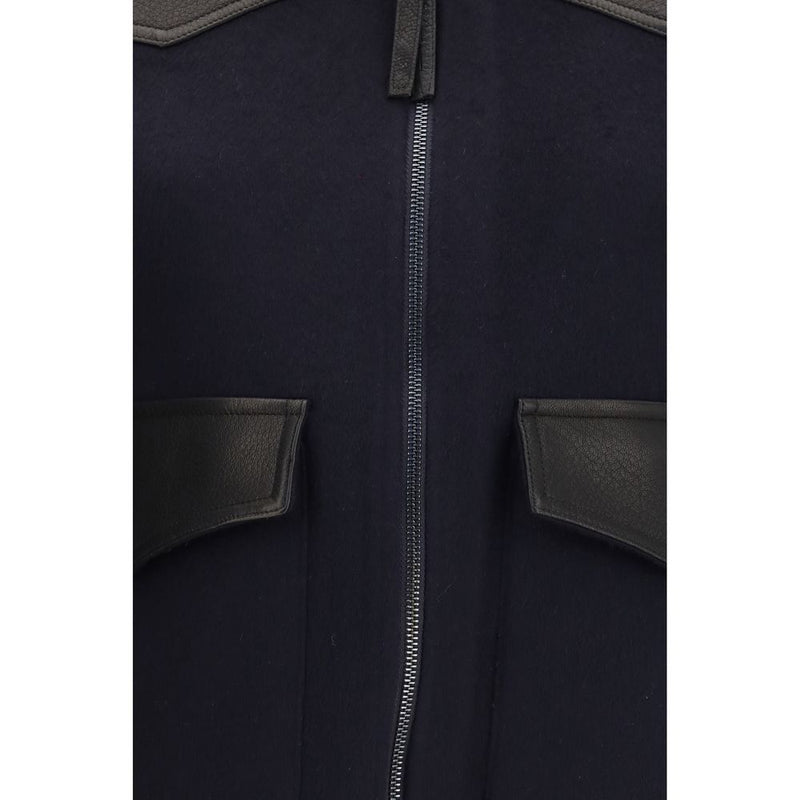 P.A.R.O.S.H. Blue Wool Oves Aries Leather Jacket