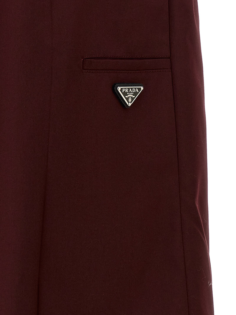 Prada Bordeaux Polyester Midi Skirt