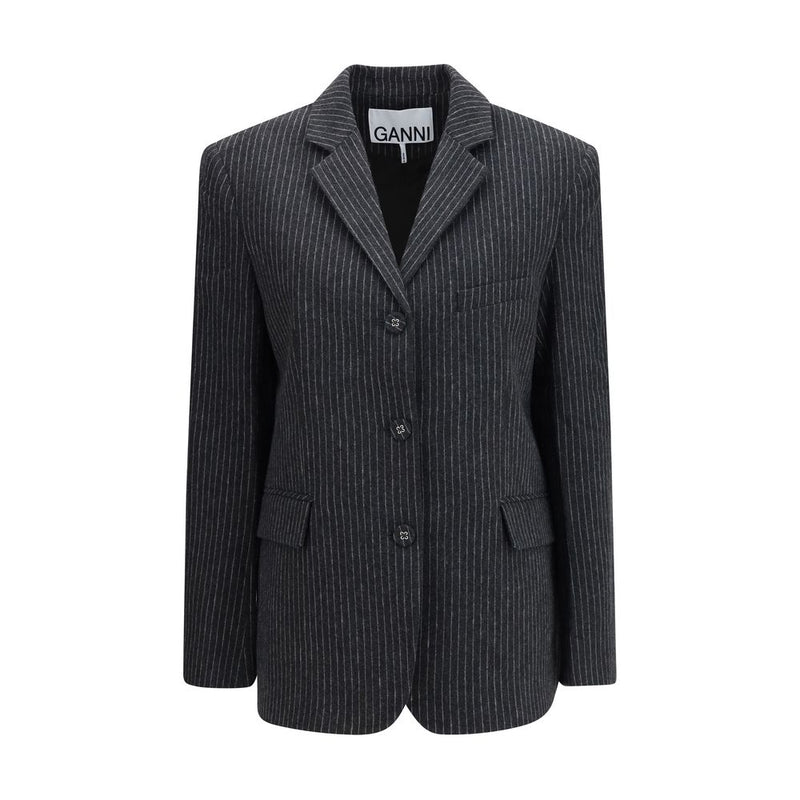 Ganni Gray Wool Oves Aries Blazer