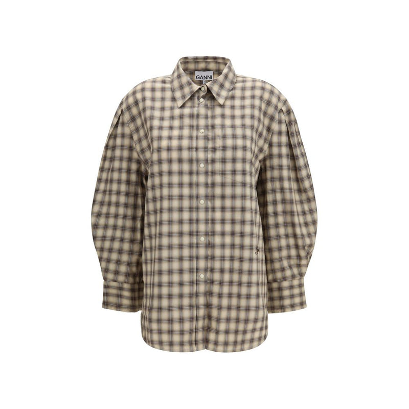 Ganni Beige Cotton Dress Shirt