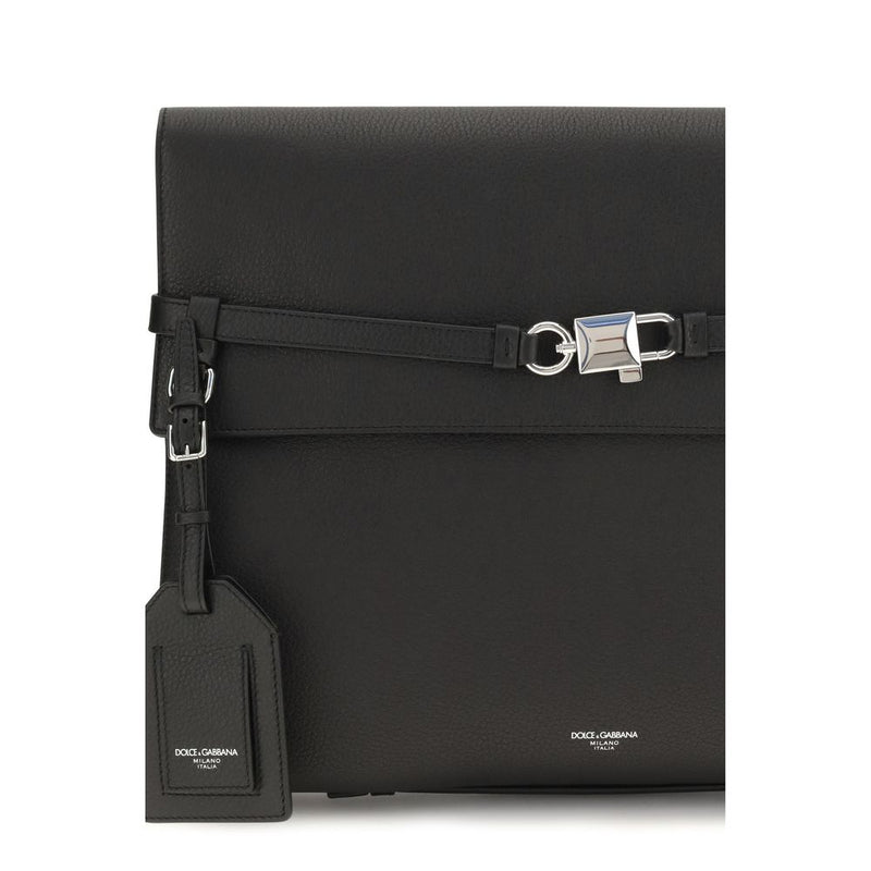 Dolce & Gabbana Black Calf Leather Bos Taurus Shoulder Bag