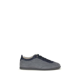 Brunello Cucinelli Gray Calf Leather Bos Taurus Low Top Sneakers