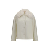 Loulou De Saison White Wool Oves Aries Full-Length Jacket