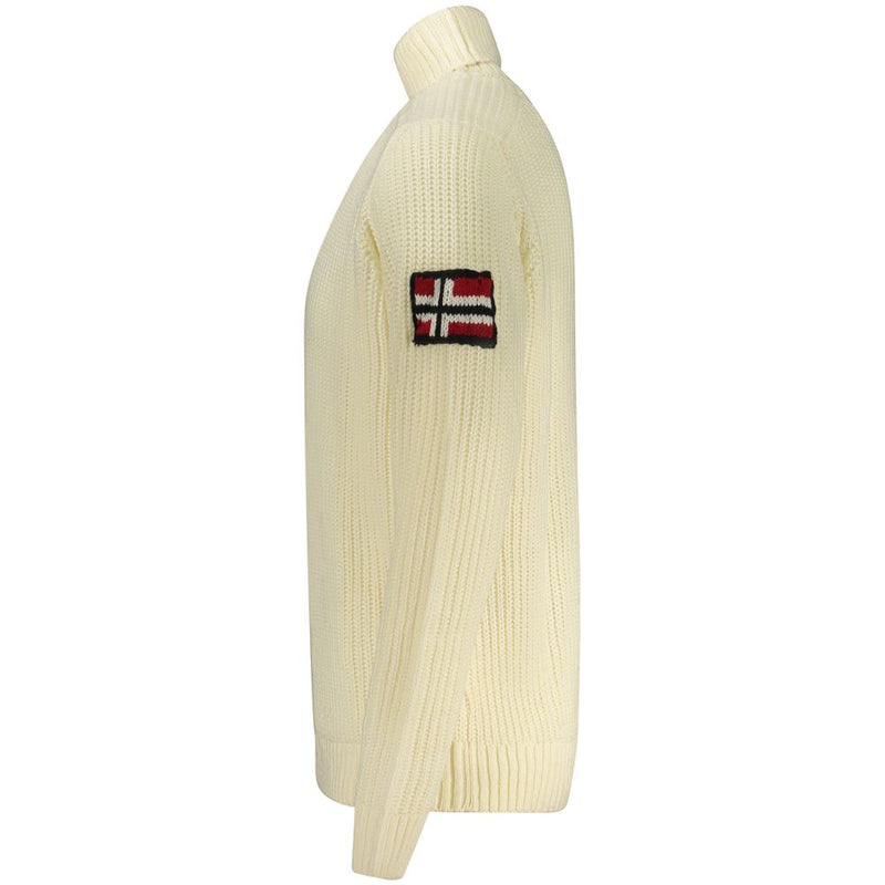 Norway 1963 White Wool Men Sweater