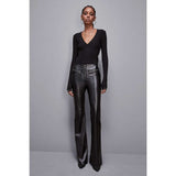 Patrizia Pepe Black Leather Pants