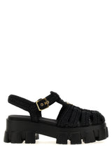 Prada Black Viscose Platform Sandals