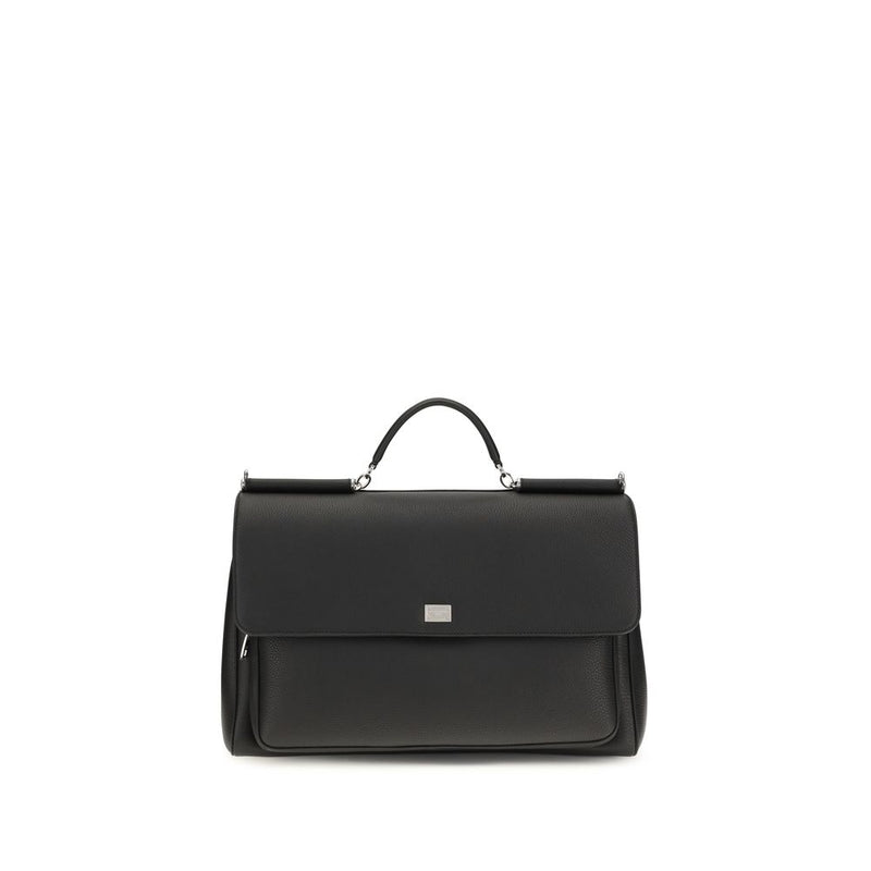 Dolce & Gabbana Black Calf Leather Bos Taurus Handbag