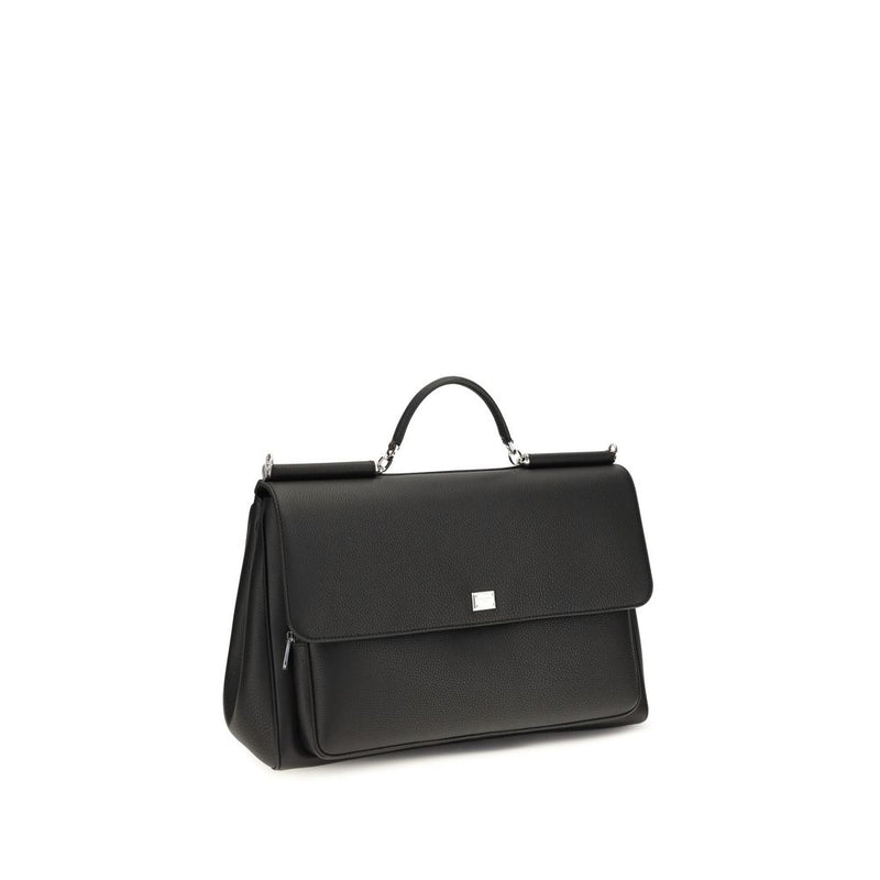 Dolce & Gabbana Black Calf Leather Bos Taurus Handbag