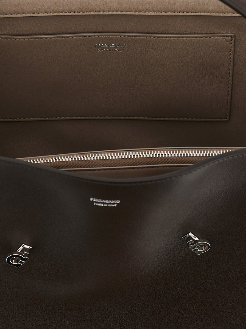 Ferragamo Brown Calfskin Shoulder Bag