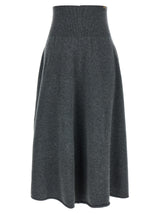 Extreme Cashmere Gray Cashmere Midi Skirt