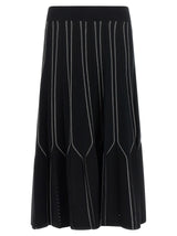 Elisabetta Franchi Black Viscose Midi Skirt
