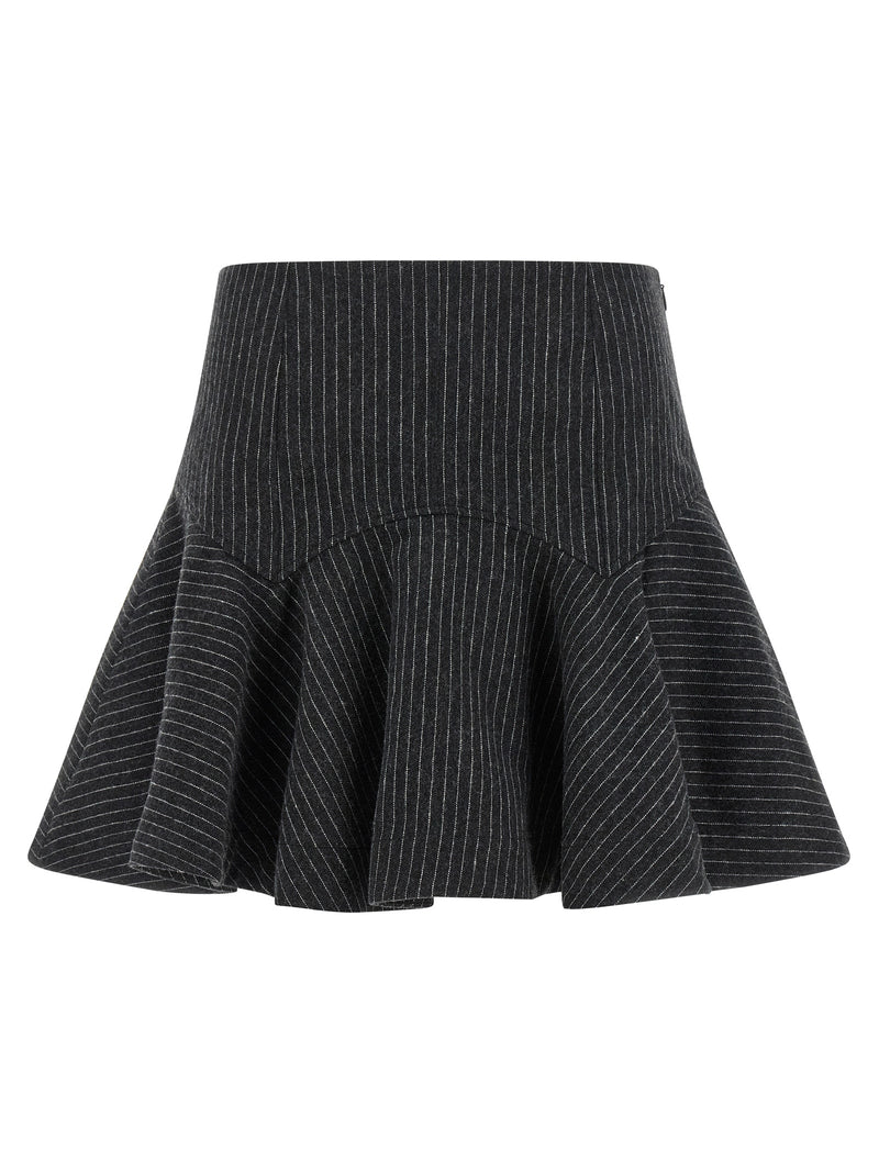 Ganni Gray Polyester Long Skirt