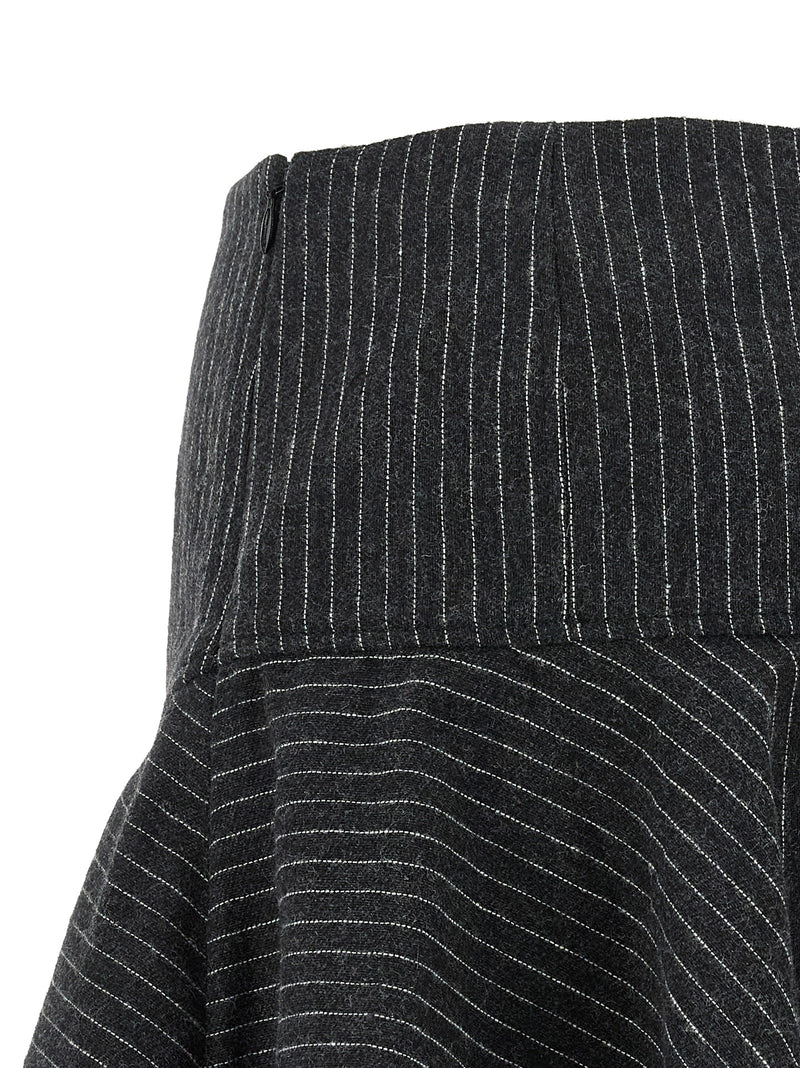Ganni Gray Polyester Long Skirt
