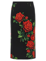 Dolce & Gabbana Black Silk Midi Skirt