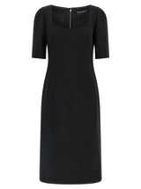 Dolce & Gabbana Black Virgin Wool Midi Dress