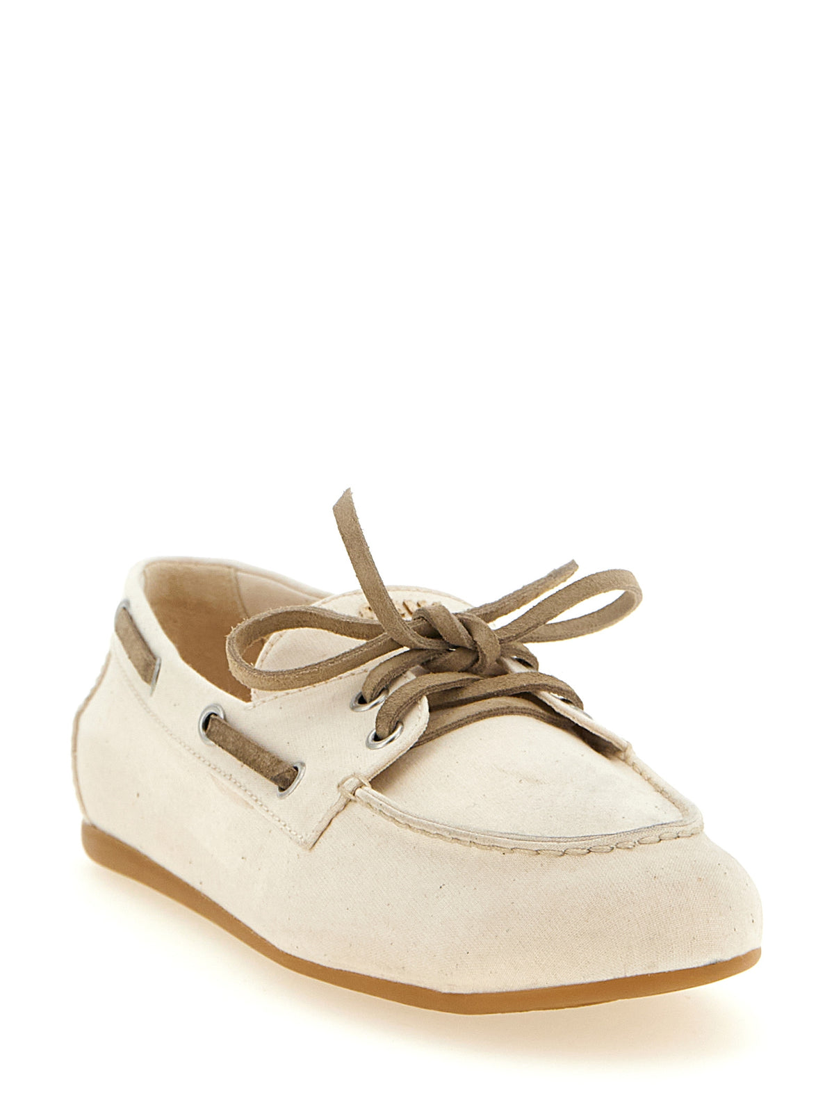 Miu Miu Beige Cotton Slip-On Loafers