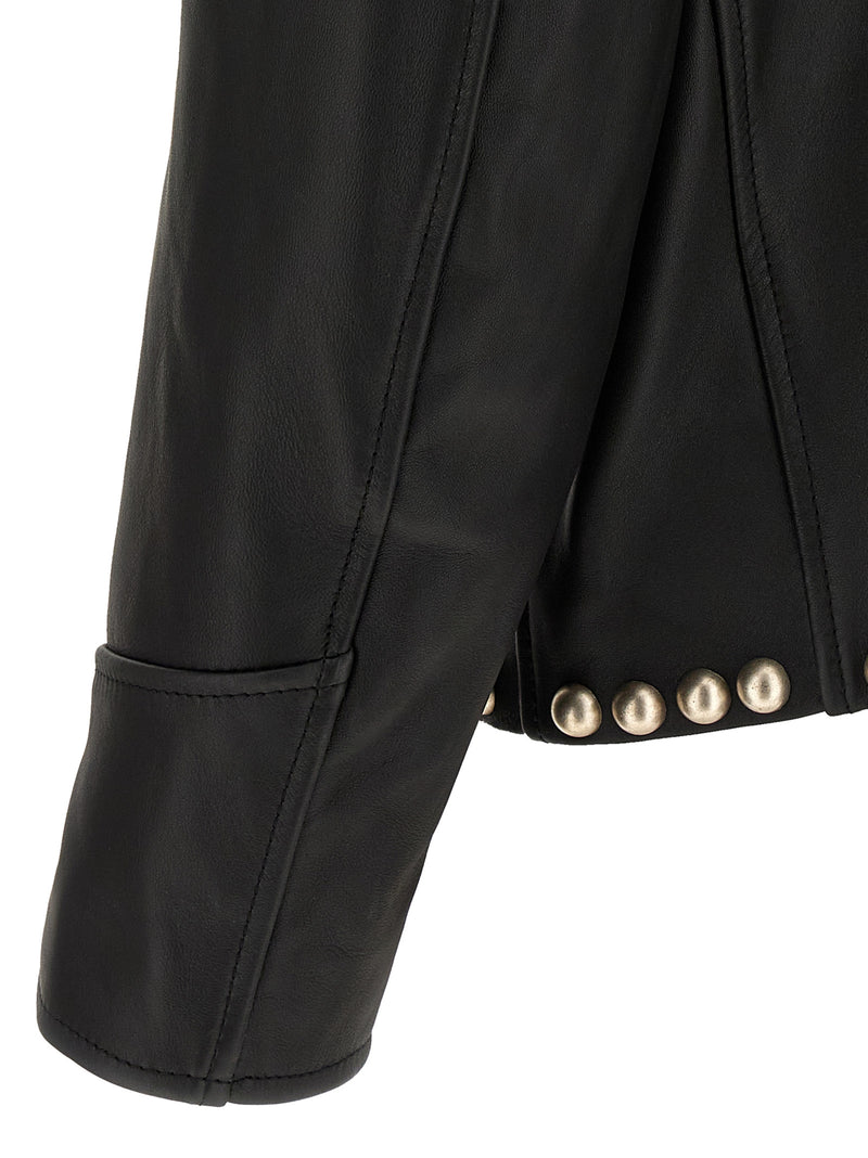SECOND/LAYER Black Calfskin Leather Jacket
