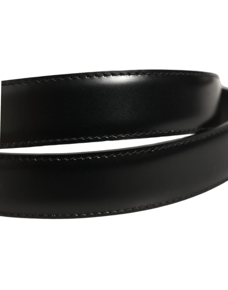Dolce & Gabbana Black Classic Leather Gold Tone Buckle Belt