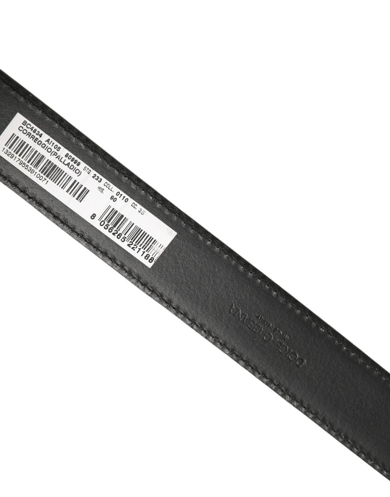 Dolce & Gabbana Black Classic Leather Gold Tone Buckle Belt