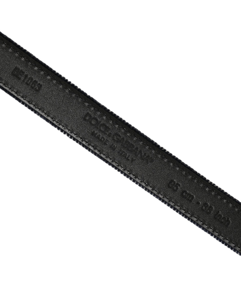 Dolce & Gabbana Dark Blue Velvet Gold Tone Metal Buckle Belt