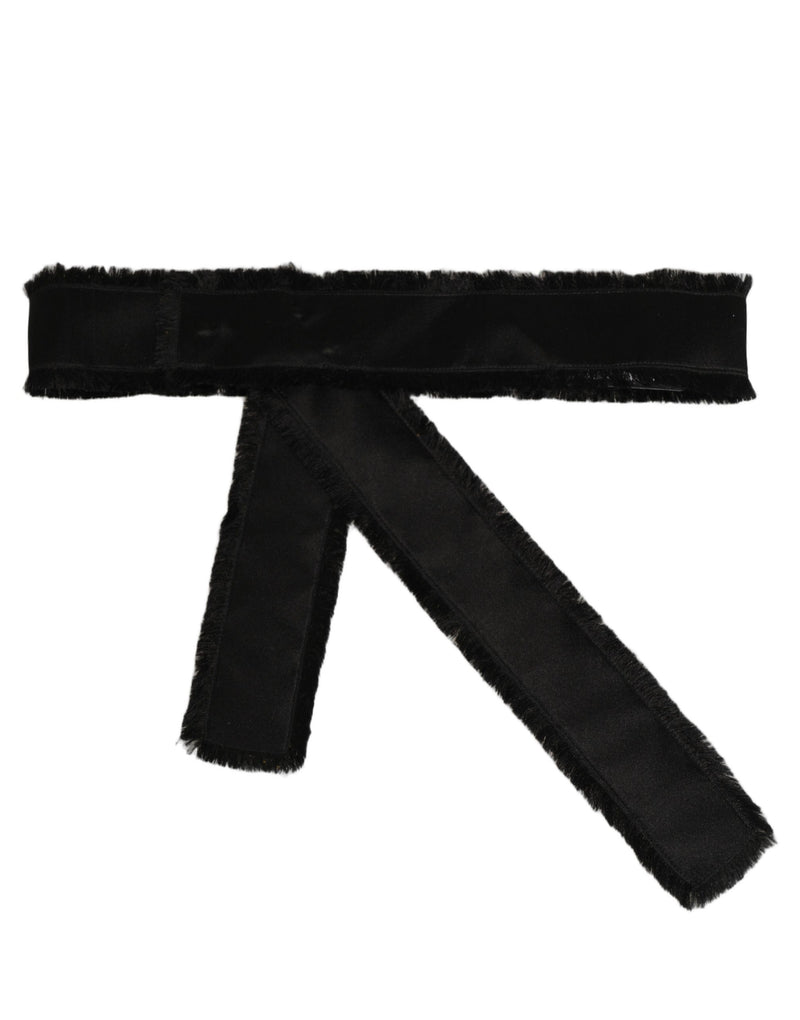 Dolce & Gabbana Black Velvet Wrap Around Tie Cintura Belt