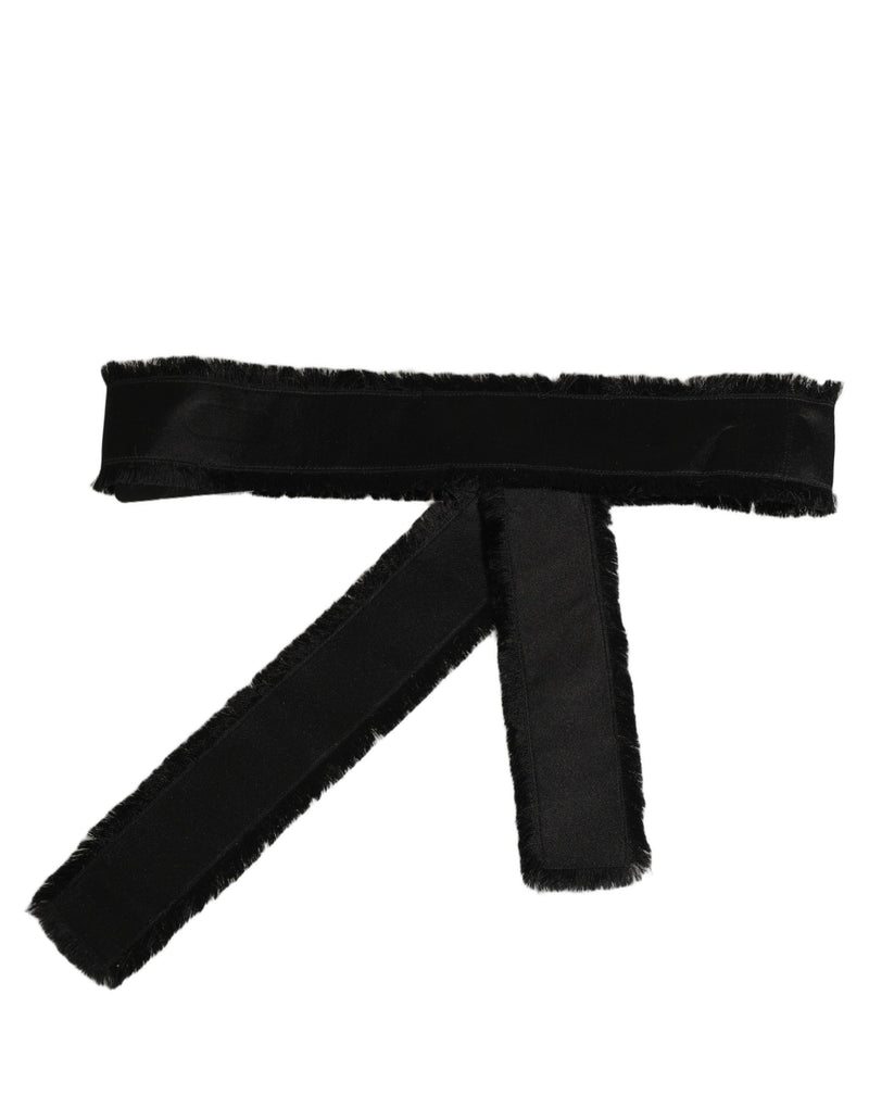 Dolce & Gabbana Black Velvet Wrap Around Tie Cintura Belt
