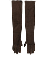 Dolce & Gabbana Brown Genuine Leather Suede Elbow Length Gloves